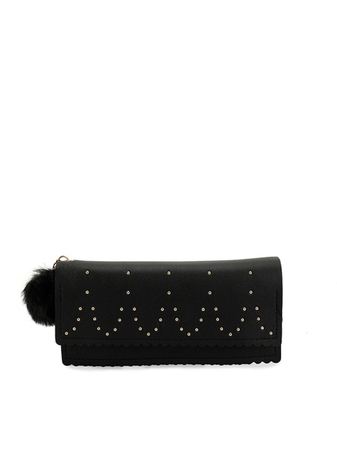 

ZEVORA Women Black & Gold-Toned Printed Two Fold Wallet