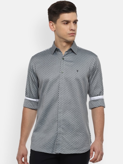 

V Dot Men Grey Slim Fit Opaque Printed Casual Shirt