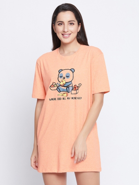 

Clovia Peach-Coloured Printed Nightdress