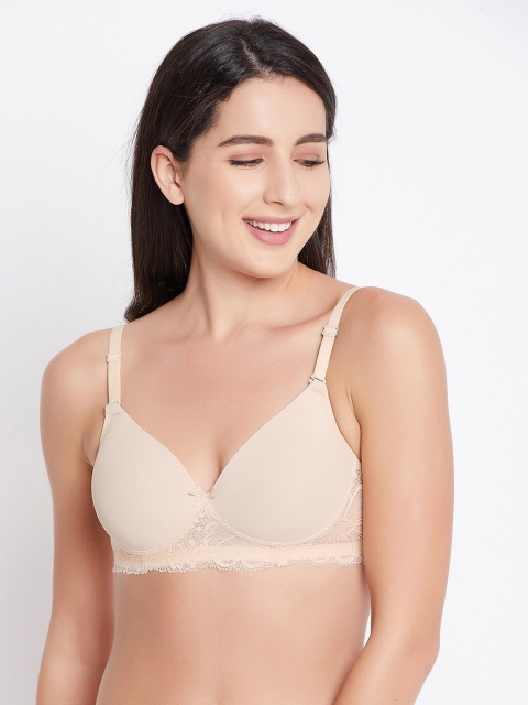 

Clovia Beige Solid Non Wired Full Coverage T-shirt Bra BR1806P2436E