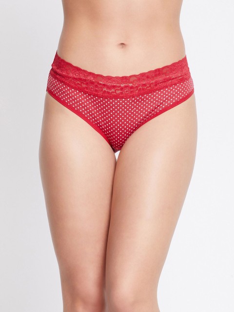 

Clovia Women Red& White Printed Cotton Hipster Briefs