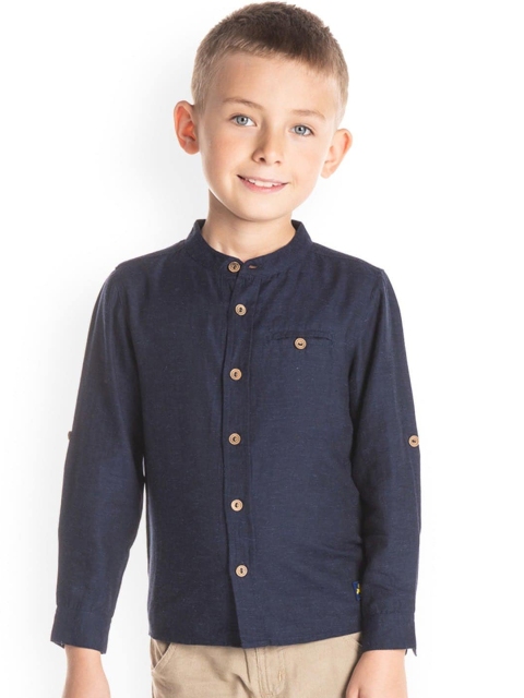 

Cherry Crumble Boys Navy Blue Opaque Casual Shirt