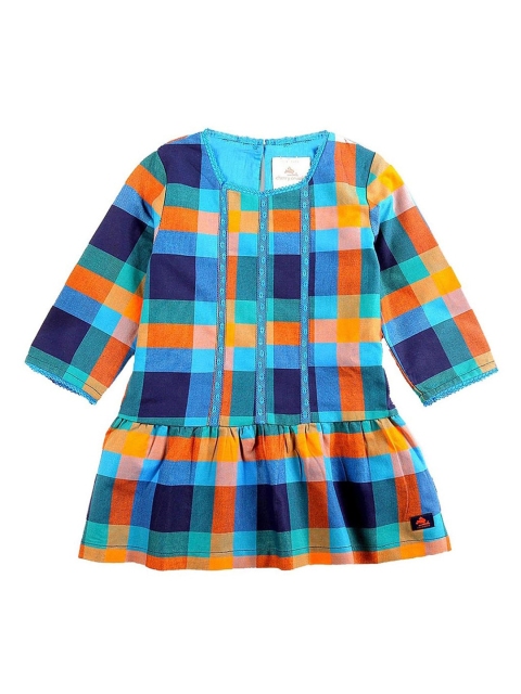 

Cherry Crumble Girls Multicoloured Checked Drop-Waist Dress, Multi