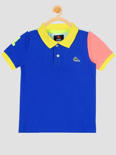 

Cherry Crumble Boys Multicoloured Colourblocked Polo Collar T-shirt, Multi