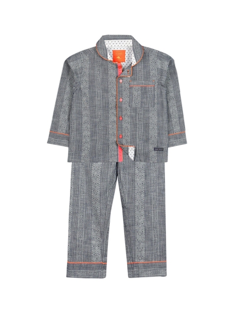 

Cherry Crumble Unisex Kids Grey Printed Night suit