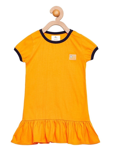 

Cherry Crumble Orange Cotton Drop Waist Dress