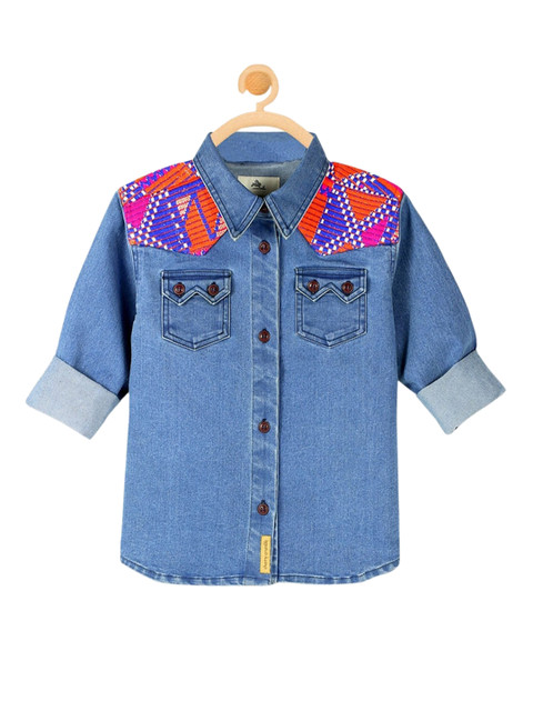 

Cherry Crumble Boys Blue Opaque Casual Denim Shirt