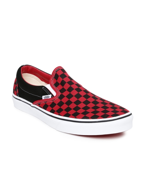 

Vans Unisex Black & Red Classic Checked Slip-On Sneakers