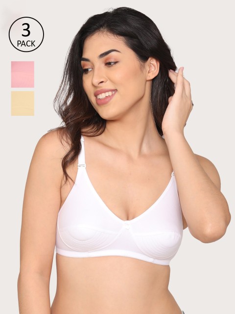 

Kalyani Pack of 3 Solid Non Wired Medium Coverage T-shirt Bra5036, White
