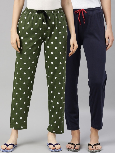 

Kryptic Woman Pack of 2 Navy & Green Lounge Pants, Navy blue