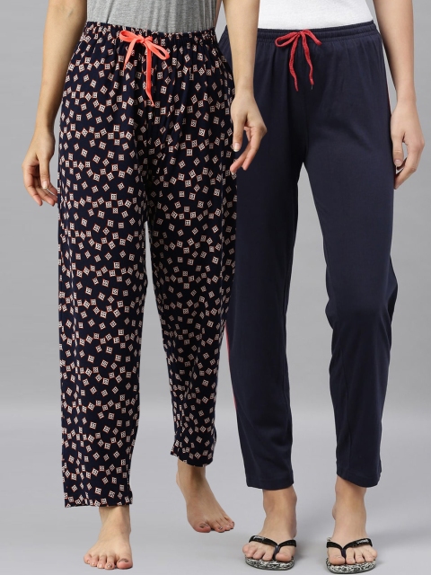 

Kryptic Women Pack of 2 Pure Cotton Lounge Pants, Navy blue