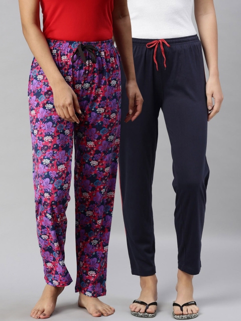 

Kryptic Woman Pack of 2 Navy & Red Lounge Pants, Navy blue