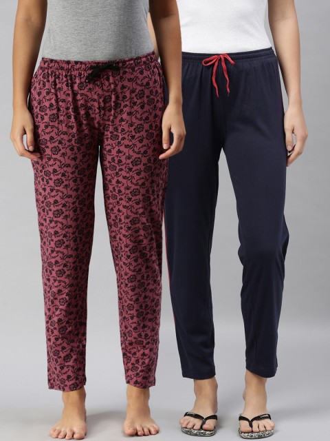 

Kryptic Women Pack of 2 Cotton Lounge Pants, Navy blue