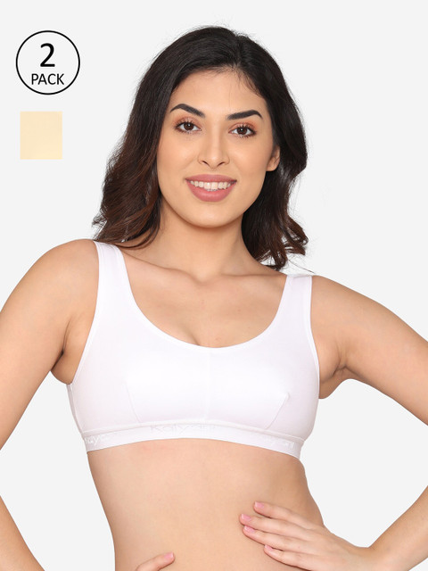 

Kalyani Pack of 2 White & Beige Solid Non Wired Medium Coverage Beginners Bra 5035