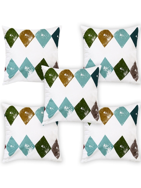 

Story@home White & Black Set of 5 Geometric Cotton Square Cushion Covers