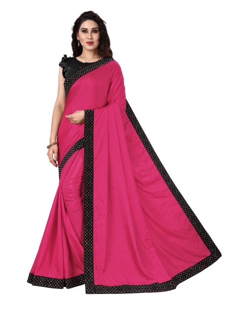 

KALINI Pink & Black Beads and Stones Silk Blend Saree