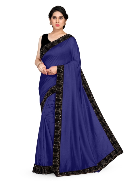 

KALINI Blue & Black Beads & Stones Silk Blend Saree