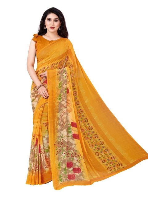 

KALINI Yellow & Beige Floral Bagh Saree