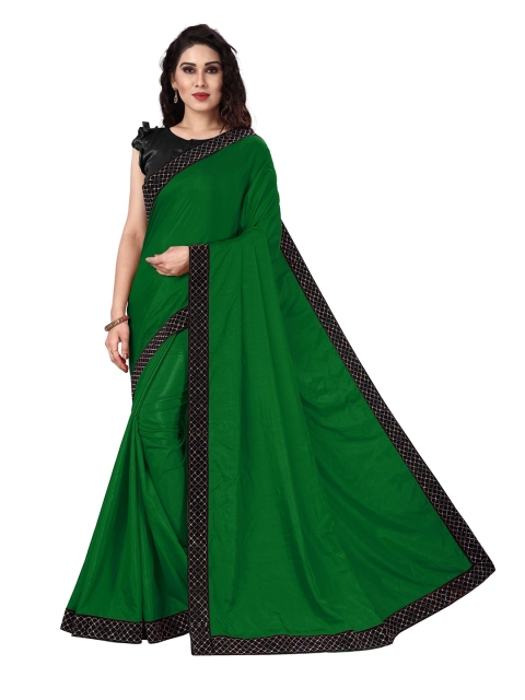 

KALINI Green & Black Beads & Stones Silk Blend Saree