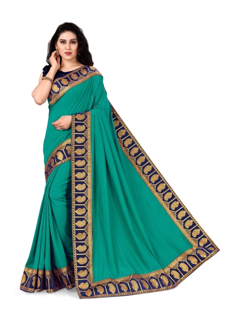 

KALINI Teal & Gold-Coloured Zari Silk Blend Saree