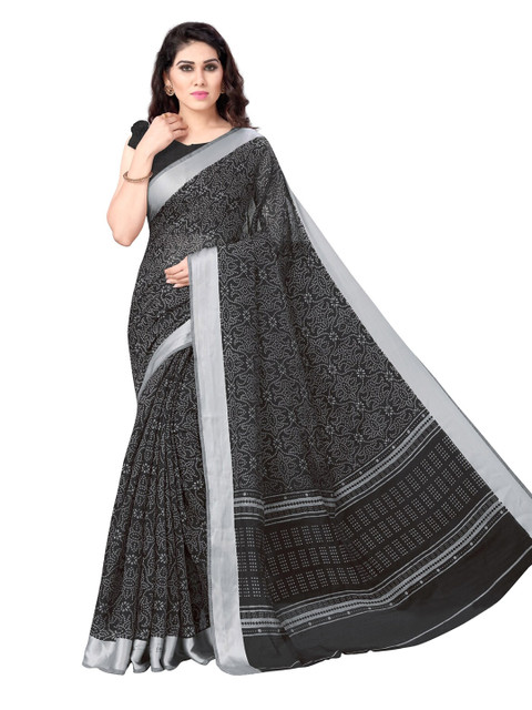 

KALINI Black & Grey Bandhani Printed Saree