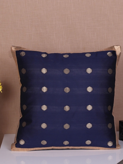 

Molcha Navy Blue & Gold-Toned Set of 2 Geometric Square Cushion Covers