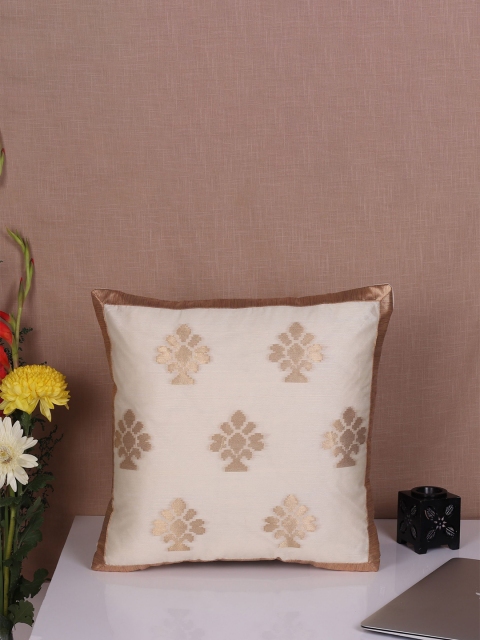 

Molcha Set Of 5 Off White & Gold-Toned Ethnic Motifs Festive Square Cushion Covers