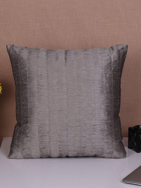 

Molcha Set Of 2 Grey Self Design Festive Collections Square Cushion Covers