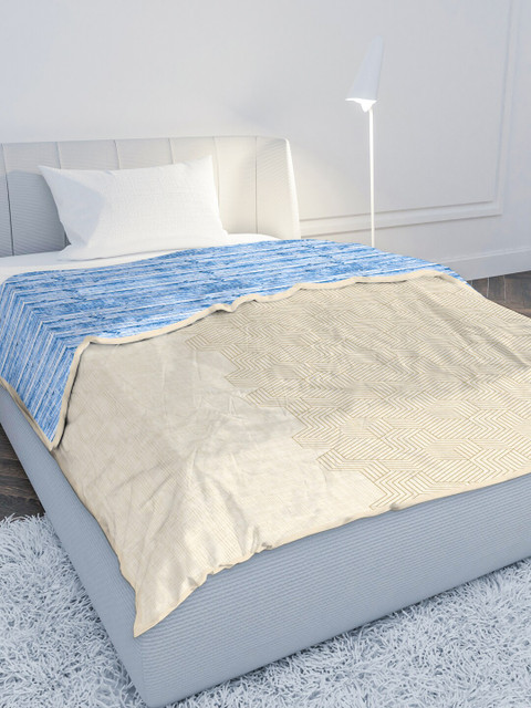 

MAYFAIR HOMES LONDON Blue & Beige AC Room Pure Cotton Reversible 210 GSM Single Bed Dohar