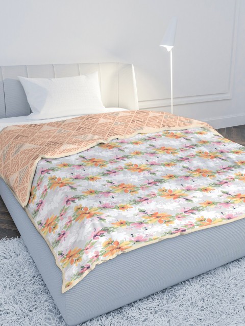 

MAYFAIR HOMES LONDON Orange & White AC Room 210 GSM Cotton Reversible Single Bed Dohar