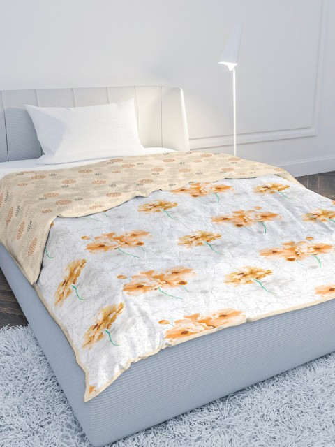 

MAYFAIR HOMES LONDON Orange & White Pure Cotton Reversible AC Room 210GSM Single Bed Dohar