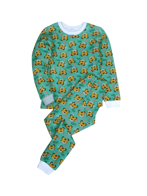 

DChica Boys Green & Mustard-Yellow Printed Thermal Set
