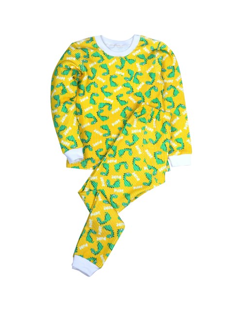 

D'chica Boys Yellow Printed Thermal Top & Bottom Set