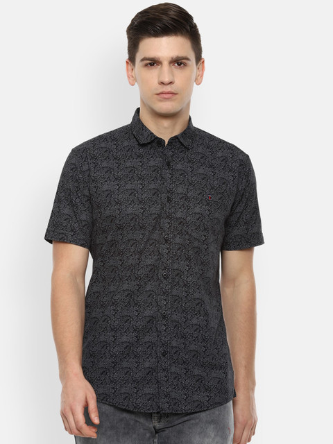 

Louis Philippe Jeans Men Pure Cotton Black Slim Fit Floral Printed Casual Shirt
