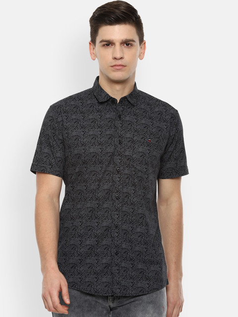 

Louis Philippe Jeans Men Black Slim Fit Opaque Printed Casual Shirt