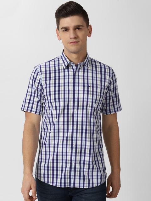 

Peter England Casuals Men White Slim Fit Tartan Checks Opaque Checked Casual Shirt