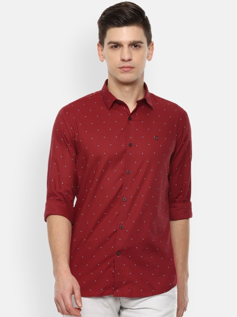 

Louis Philippe Sport Men Red Slim Fit Opaque Printed Cotton Casual Shirt