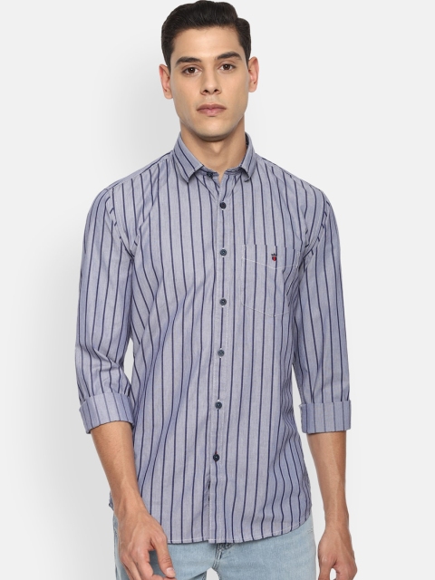 

Louis Philippe Sport Men Grey Slim Fit Opaque Striped Cotton Casual Shirt