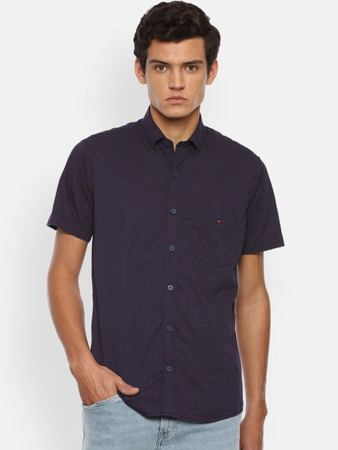 

Louis Philippe Sport Men Navy Blue Slim Fit Opaque Printed Pure Cotton Casual Shirt