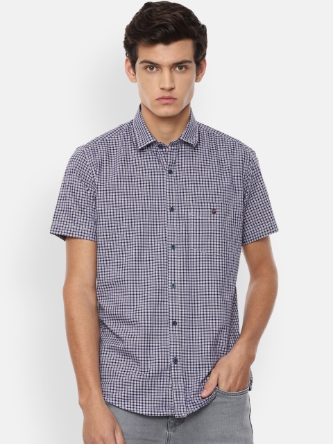 

Louis Philippe Sport Men Navy Blue Slim Fit Micro Checks Opaque Cotton Casual Shirt