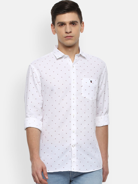 

Louis Philippe Sport Men White Pure Cotton Slim Fit Micro Ditsy Printed Casual Shirt