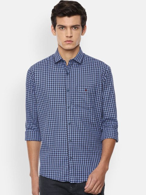 

Louis Philippe Sport Men Blue Slim Fit Opaque Checked Pure Cotton Casual Shirt