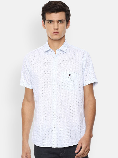 

Louis Philippe Sport Men Pure Cotton White Micro Ditsy Printed Slim Fit Casual Shirt
