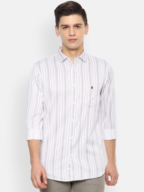 

Louis Philippe Sport Men White & Pink Slim Fit Opaque Striped Pure Cotton Casual Shirt