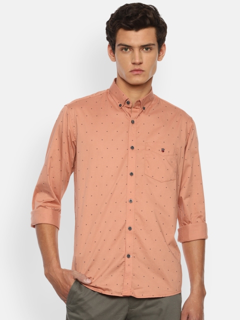 

Louis Philippe Sport Men Peach Pure Cotton Micro Ditsy Printed Slim Fit Casual Shirt