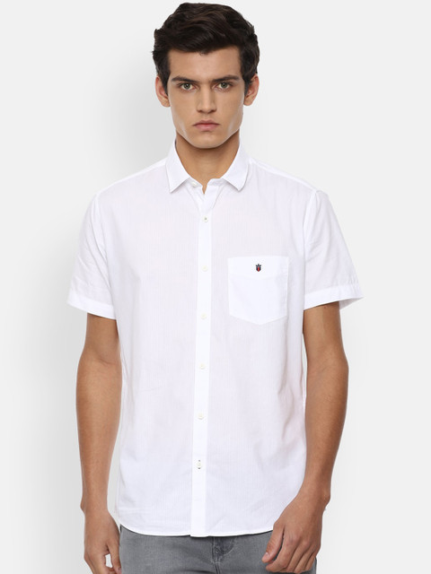 

Louis Philippe Sport Men White Slim Fit Opaque Striped Cotton Casual Shirt