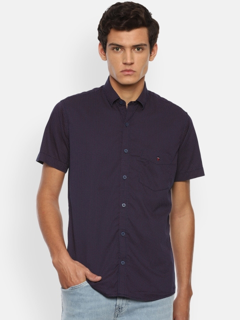 

Louis Philippe Sport Men Navy Blue Slim Fit Opaque Printed Pure Cotton Casual Shirt