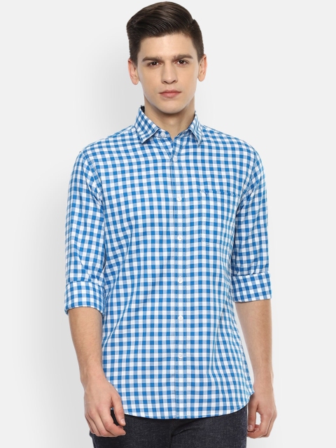 

Van Heusen Sport Men Blue Pure Cotton Slim Fit Checked Casual Shirt