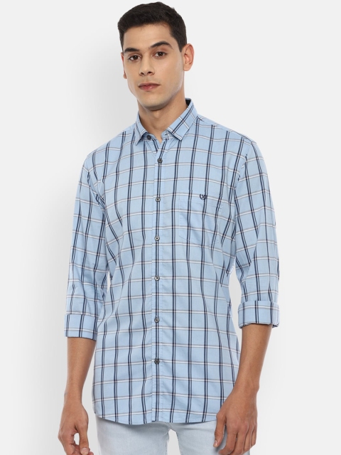 

Van Heusen Sport Men Blue Slim Fit Opaque Checked Cotton Casual Shirt