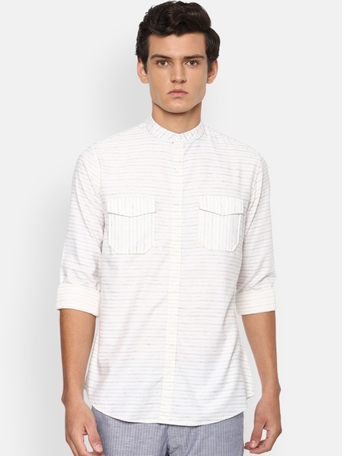 

Van Heusen Sport Men White Slim Fit Horizontal Stripes Opaque Casual Shirt
